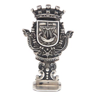 Silver Seal with Reliefs of the Lisbon Coat of Arms For Sale