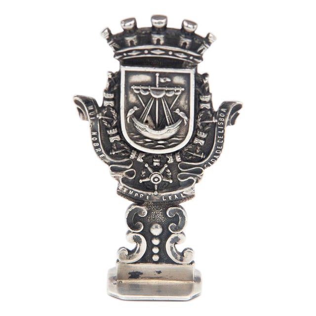 Silver Seal with Reliefs of the Lisbon Coat of Arms For Sale