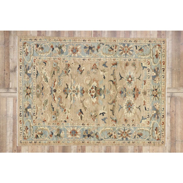 Tan Persian Sultanabad Rug - 06'11 X 09'04 For Sale - Image 8 of 10