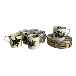 Royal Worcester Bone China “Black Dragon” Demitasse Cup Saucer England