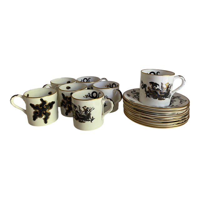 Set Royal Worcester “Dragon” Demitasse Cups, Mid 20th, 15 PCS For Sale