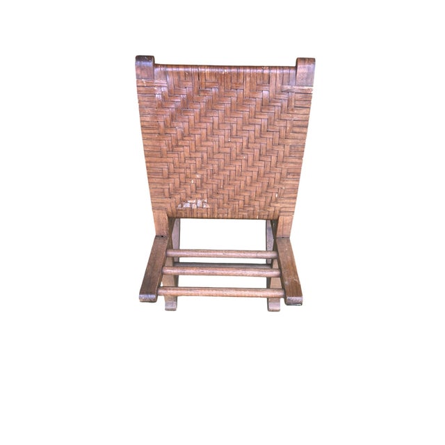 Mid-20th Century Woven Split Reed Gout Rocker or Footrest For Sale - Image 4 of 11