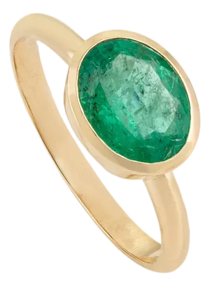 1.64ct Natural Zambian Emerald Bezel Set Solitaire Ring in 18k Yellow Gold Size 9