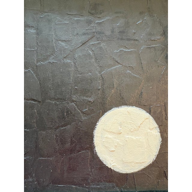 Striking graphics and texture make this moon painting on board truly unique. The matte cream against the matte black on a...