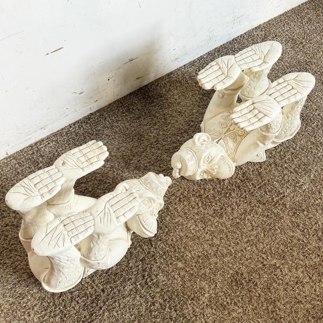 Traditional Boho Regency Plaster Monkey Tables by Continental Accents - a Pair For Sale - Image 3 of 11