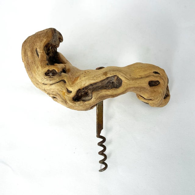 Mid 20th Century Vintage French Grape Vine Wood Corkscrew Wine Bottle Opener For Sale - Image 5 of 5