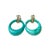 Blue 14k Yellow Gold Turquoise & Black Onyx Door Knocker Diamond Earrings, A Pair For Sale - Image 8 of 8