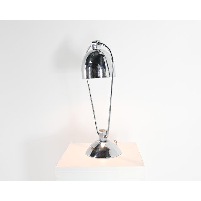 Articulated table or desk lamp by designers Yves Jujeau and André Mounique for Jumo. Chromed metal, France, circa 1930....