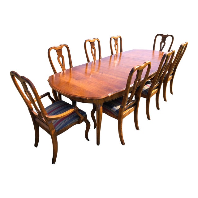 French Country Provincial Ethan Allen Dining Room Set 9 Pieces