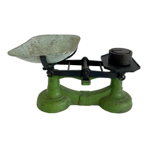 Antique Green Cast Iron Balance Scale W/ Weights