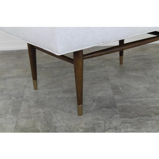 1960s Mid-Century Modern Walnut & Chenille Ottoman For Sale - Image 5 of 9