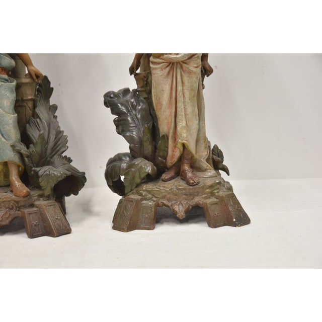 Late 19th Century Late 19th Century Monumental Austrian Terracotta Orientalist Lamps - a Pair For Sale - Image 5 of 17