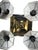 1910s Semi Flush Arts and Crafts Light Fixture in Polished and Lacquered Brass With Four Vintage Frosted Octagonal Clear Glass Shades #2663 For Sale - Image 5 of 5