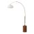 1980s Morelli Nova of California Brass Floor Lamp, 92-Inch Mid Century Modern, Dark Walnut, White Lucite Shade For Sale