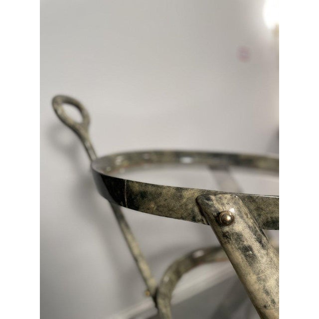 Metal Serving Bar Cart by Aldo Tura, Italy, 1970s For Sale - Image 7 of 9