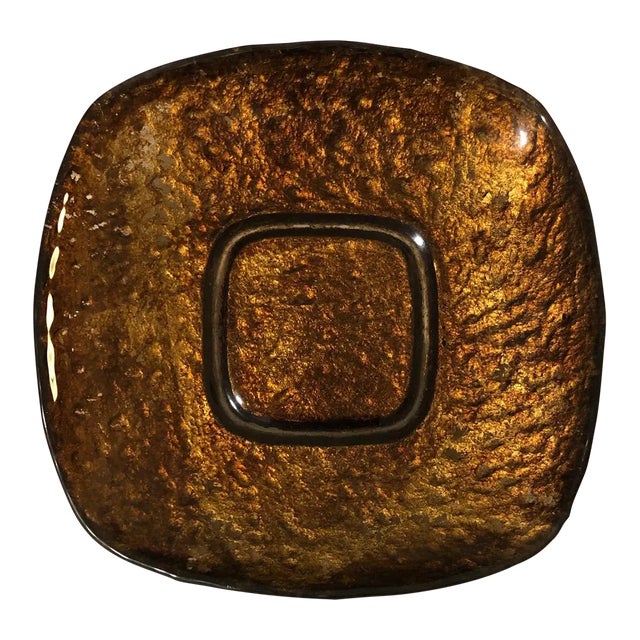 Turkish Umber / Gold Decorative Plate Encased in Pewter For Sale