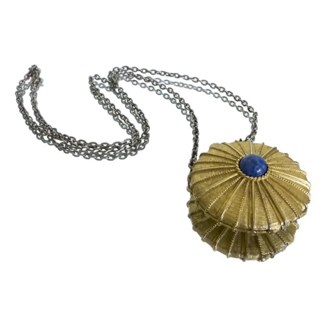 1970s Hollywood Regency Estée Lauder Empire Solid Perfume Pendant Necklace For Sale