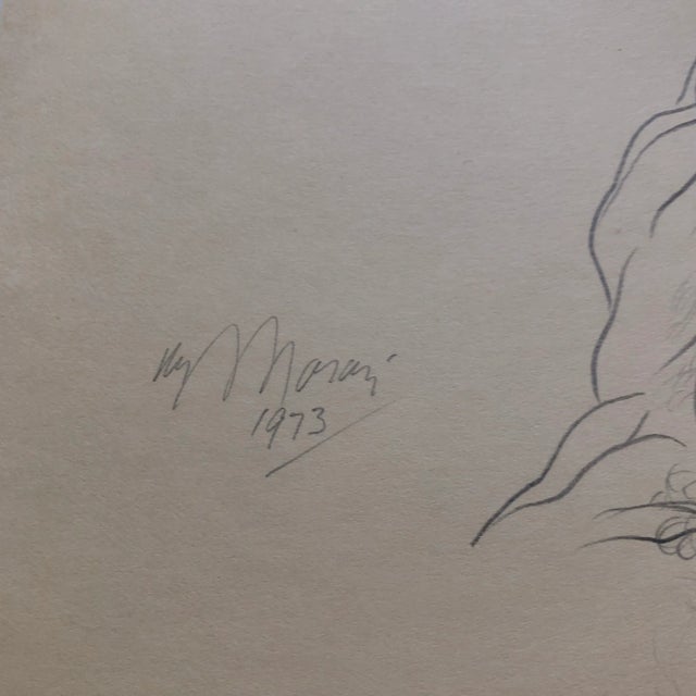 Figurative Original Vintage Male Nude Charcoal Study Drawing 1970’s For Sale - Image 3 of 6