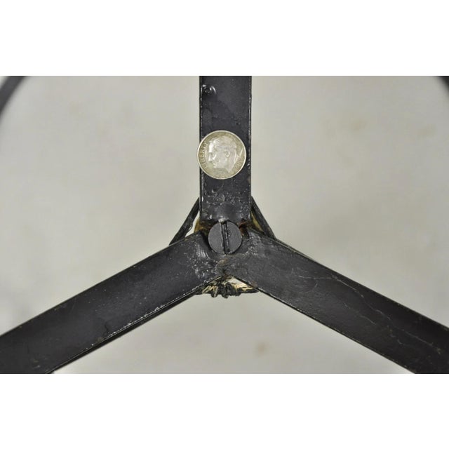 Mid 20th Century Italian Regency Round Marble Top Wrought Iron Brass Swan Low Drink Table - Pair For Sale - Image 11 of 16