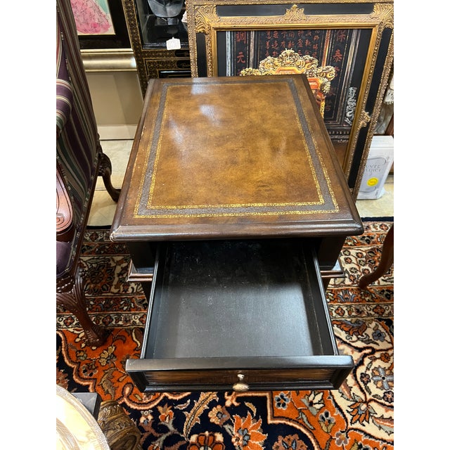 Mid 20th Century Vintage Leather Top Side Table Chairish