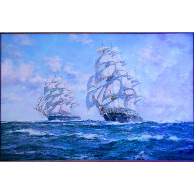 Fine Maritime Seascape Painting of American Clipper Ships by Henry Scott For Sale - Image 13 of 18