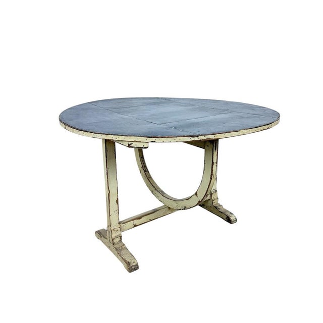 Antique Rustic Bistro French Folding Wine Table with Metal Top, 1890s For Sale - Image 11 of 11