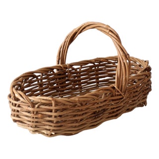 Vintage Woven Gathering Basket For Sale