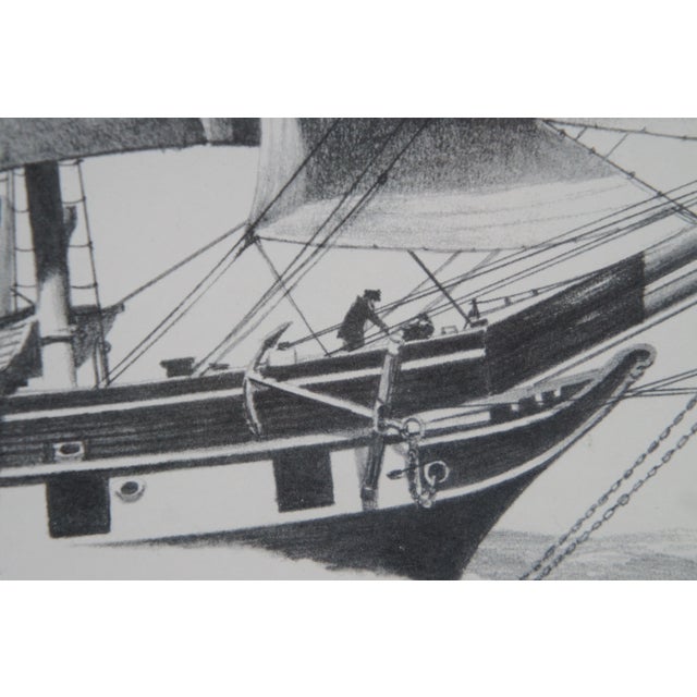 Printmaking Materials The Whaler Charles W. Morgan Nautical Maritime Lithograph Print Fowler 26" For Sale - Image 7 of 11