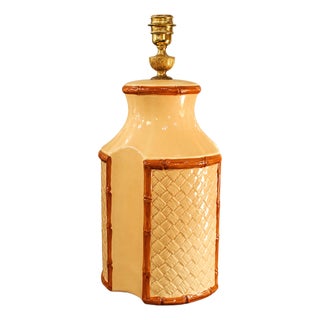 Bamboo Style Ceramic Lamp from Manises, 1940s For Sale