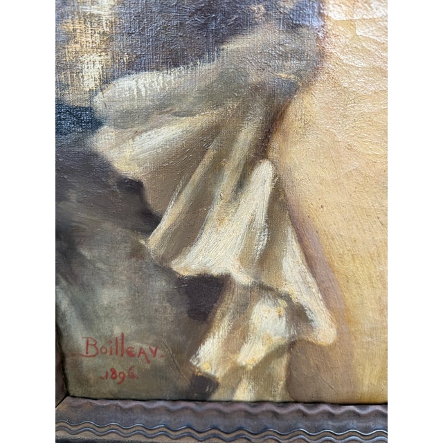 Textile 19th Century Portrait Painting of Emily Gilbert- Attributed to Philip Boileau For Sale - Image 7 of 12