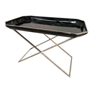Folding Tray Table in Smoked Glass & Chrome, 1970s Italy For Sale