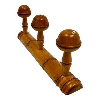 Early 1900s French Faux Bamboo Three Peg Coat/Hat Rack For Sale