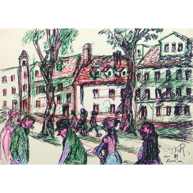 Irmgard Von Reppert, Ink Drawing - City Street For Sale