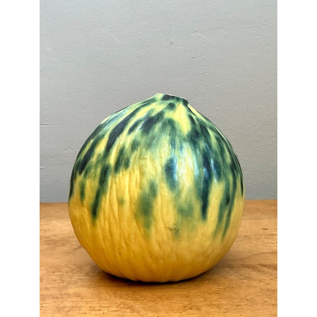 Ceramic Vintage Yellow and Green Ceramic Gourd For Sale - Image 7 of 14