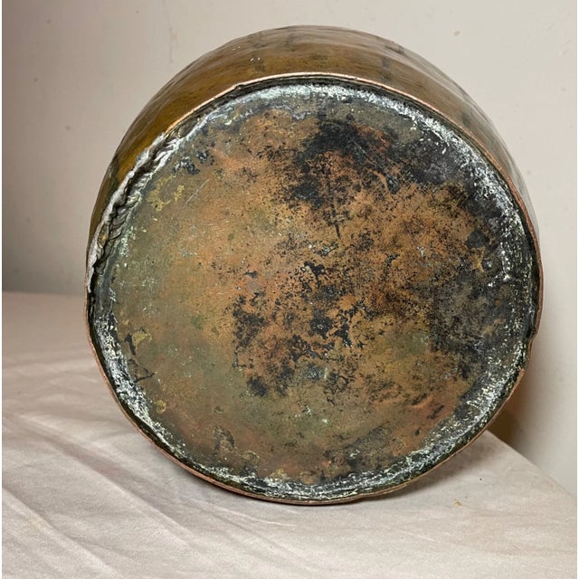 Rare Antique 19th Century Handmade Hammered Dovetailed Thick Copper Jug Pot For Sale - Image 12 of 14