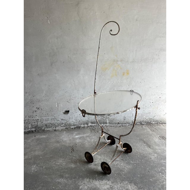 Vintage White Patina Iron Serving Trolley, 1950s For Sale - Image 9 of 13