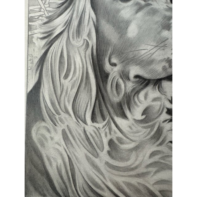 Illustration Original Signed Graphite Illustration of English Setter Portrait, 12.5 × 10 In. For Sale - Image 3 of 5