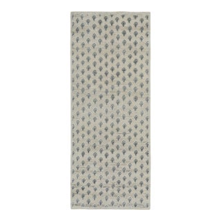 Contemporary Block Print Geometric Natural Silk Runner by Rug & Kilim, India For Sale