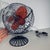 Industrial B-45 Fan with Chrome-Plated Steel Spherical Structures and Red Polycarbonate Blades from Hitachi, Japan, 1970s For Sale - Image 3 of 13