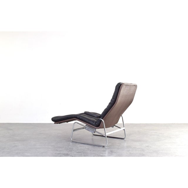 Black Bauhaus Model Fenix Chaise Lounge in Leather and Chrome by Sam Larsson for Dux, 1960s For Sale - Image 8 of 17