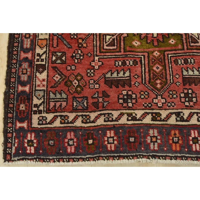 Karajeh Runner 3’2” X 10’2” Red Wool Semi-Antique Tribal Hand-Knotted Rug For Sale - Image 12 of 15