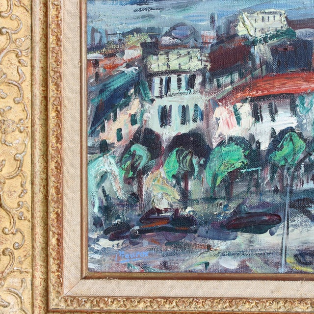 Guy Le Péqueux, View Over the City of Red Roofs, 1960s, Oil on Canvas For Sale - Image 12 of 15