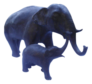 Large Elephant Sculpture in Brass, Copper, and Bronze, 1970s