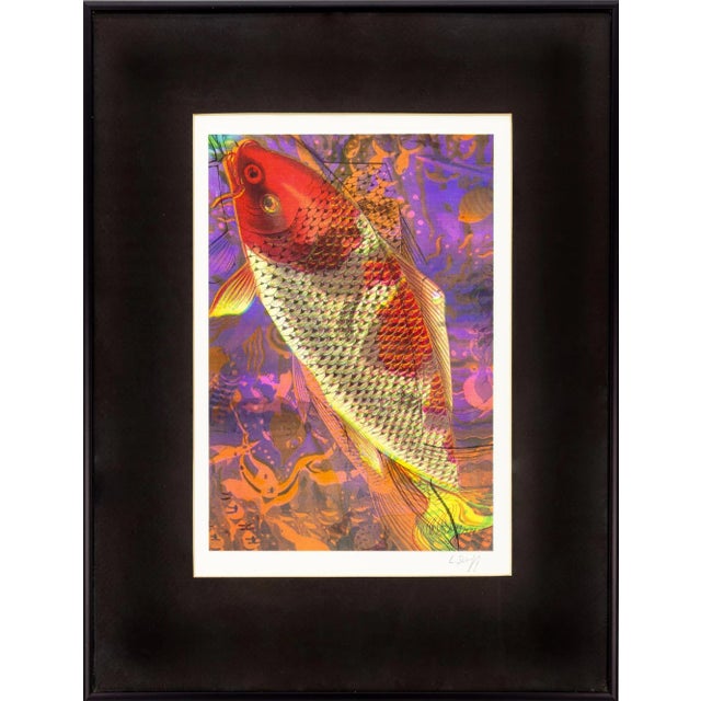 Koi Fish Print 1991 Framed & Signed For Sale - Image 4 of 4