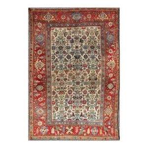 Antique Persian Bidjar Carpet With Ivory, Rose, Green, Blue 3'10"x6'0"