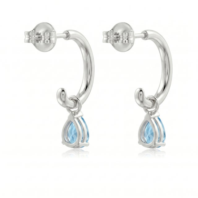Not Yet Made - Made To Order Blue Topaz Solitaire Drop, Dainty Unique Statement Earrings for Woman - A Pair For Sale - Image 5 of 5