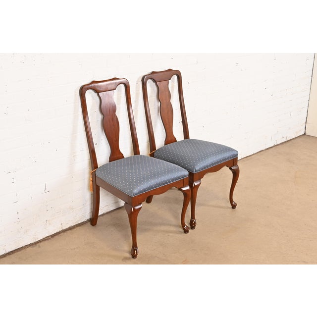 Harden Furniture Harden Furniture Queen Anne Solid Cherry Wood Side Chairs or Dining Chairs, Pair For Sale - Image 4 of 11