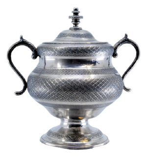 Silver Sugar Bowl with Guilloche Diamond Engravings
