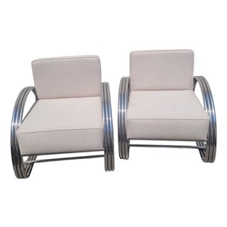Large 20th Century Chrome Armchairs from Ralph Lauren, 1980s, Set of 2 For Sale