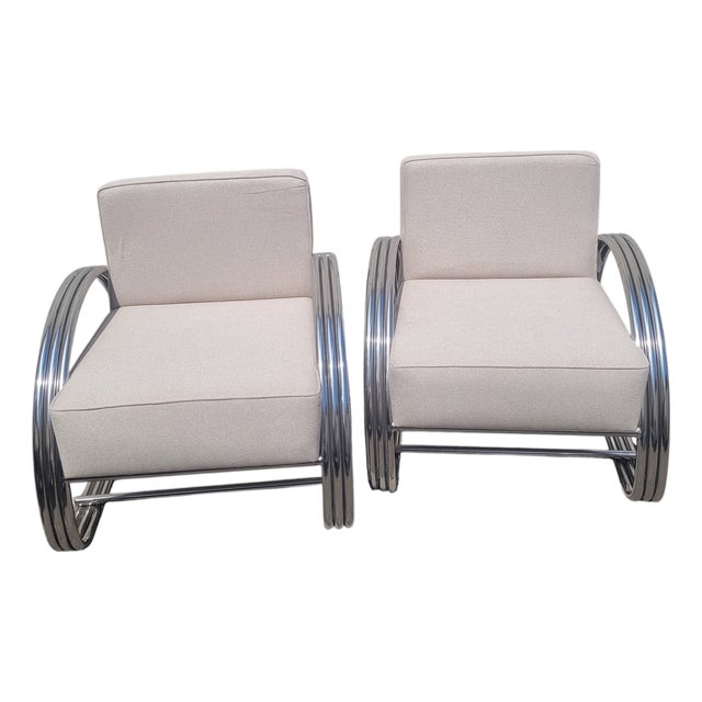 Large 20th Century Chrome Armchairs from Ralph Lauren, 1980s, Set of 2 For Sale